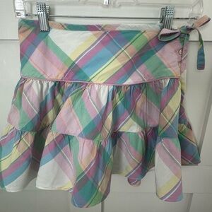 Polo Ralph Lauren, Girl’s Size 12, Plaid, Tiered Skirt, Drawstring, Tie Waist.